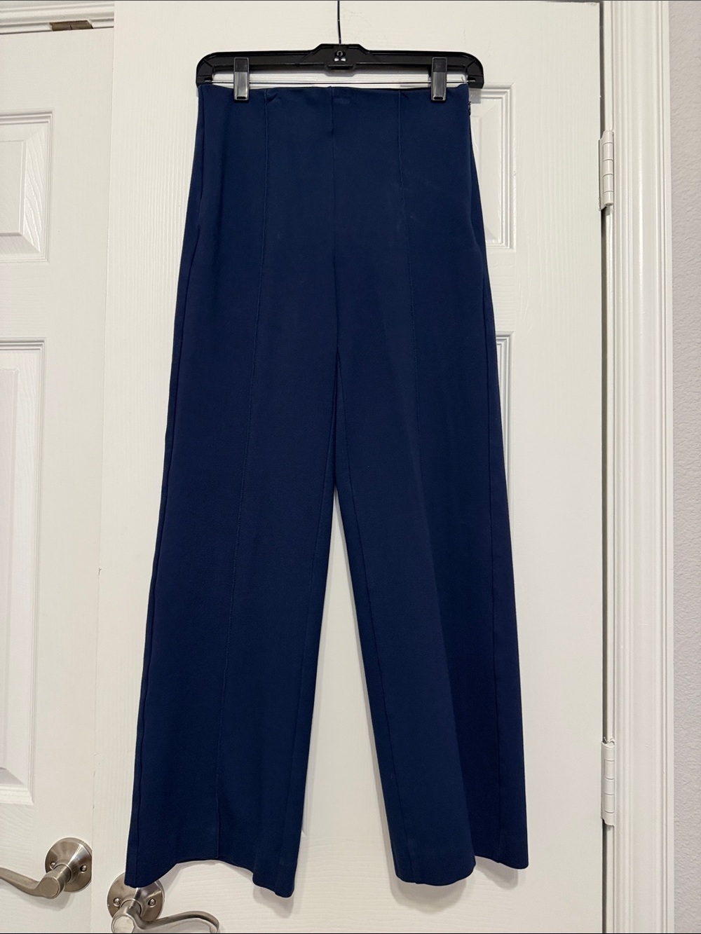 Ann Taylor Navy Wide-Leg High-Waist Trousers